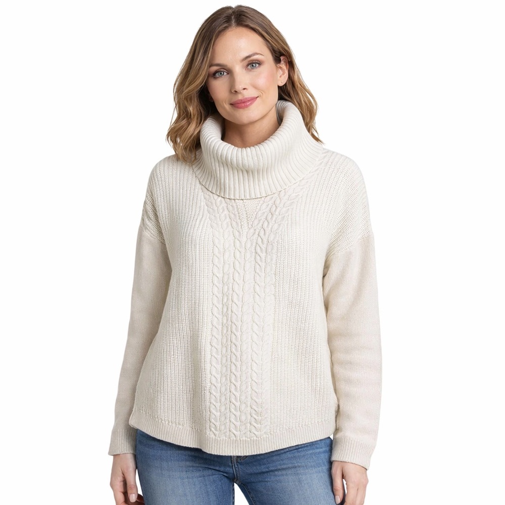 Banana Republic cowl neck cream cable knit sweater women’s medium